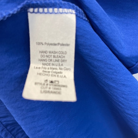 Magnolia Plunge Neck Royal Blue Peplum Blouse - Size Large - Picture 4 of 4